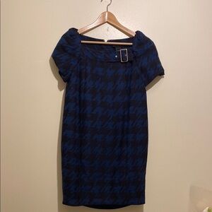 Marc By Marc Jacobs Blue Mini Sheath Dress with Puff Sleeves and Scoop Neck